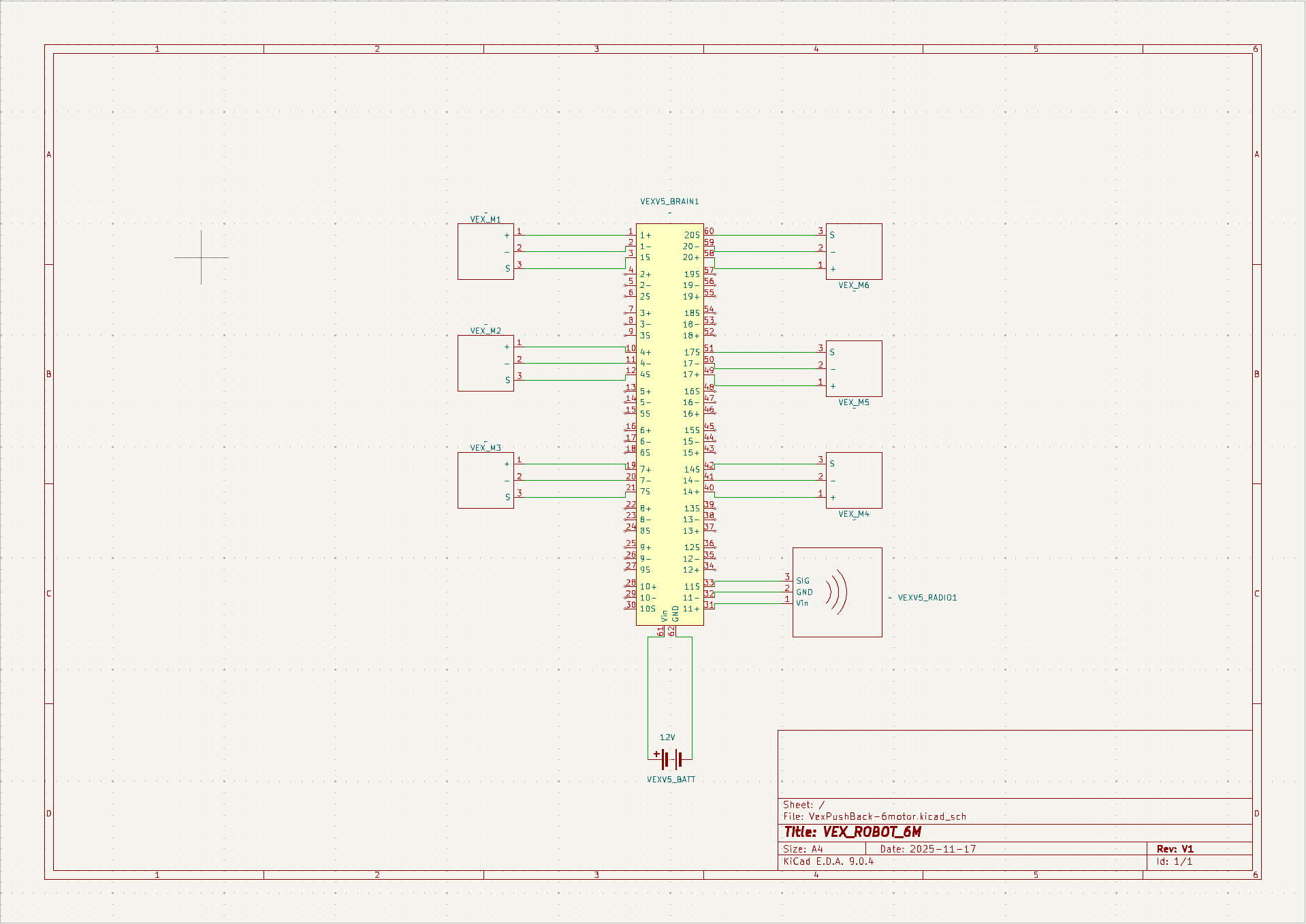Schematic for VEXU Push Back Small Robot